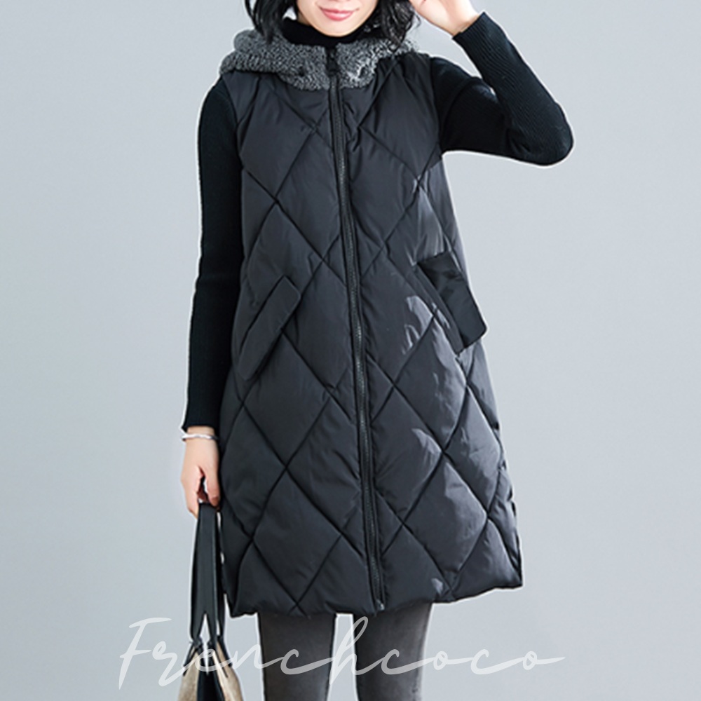 프렌치코코 롱패딩조끼 누빔조끼 퀼팅조끼