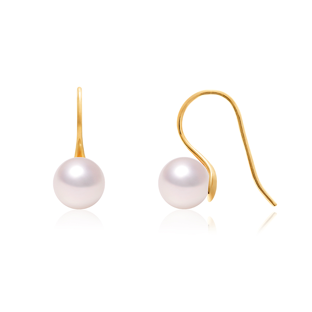 플립 심플 고리 ﻿14K 18K 아코야 해수 진주 후크 귀걸이 AAA+