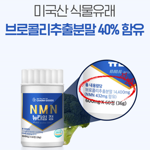 참굿즈 식물성 NMN 엔엠엔 60정 6병 12개월 브로콜리 추출물 베타인 NAD 노화 이미지 6