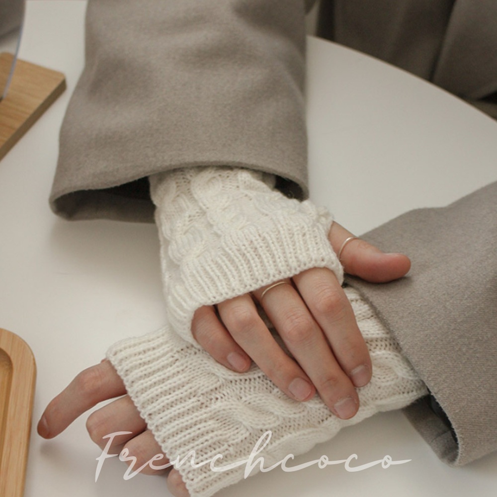 프렌치코코 니트 꽈배기 숏 핸드워머 팔토시 장갑
