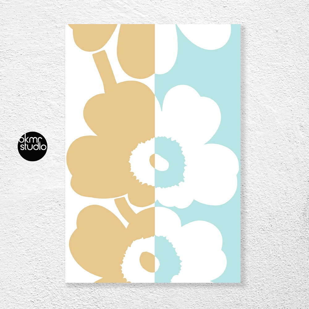 마리메꼬 쑤르 우니꼬 골드 스카이블루 대형 패브릭액자