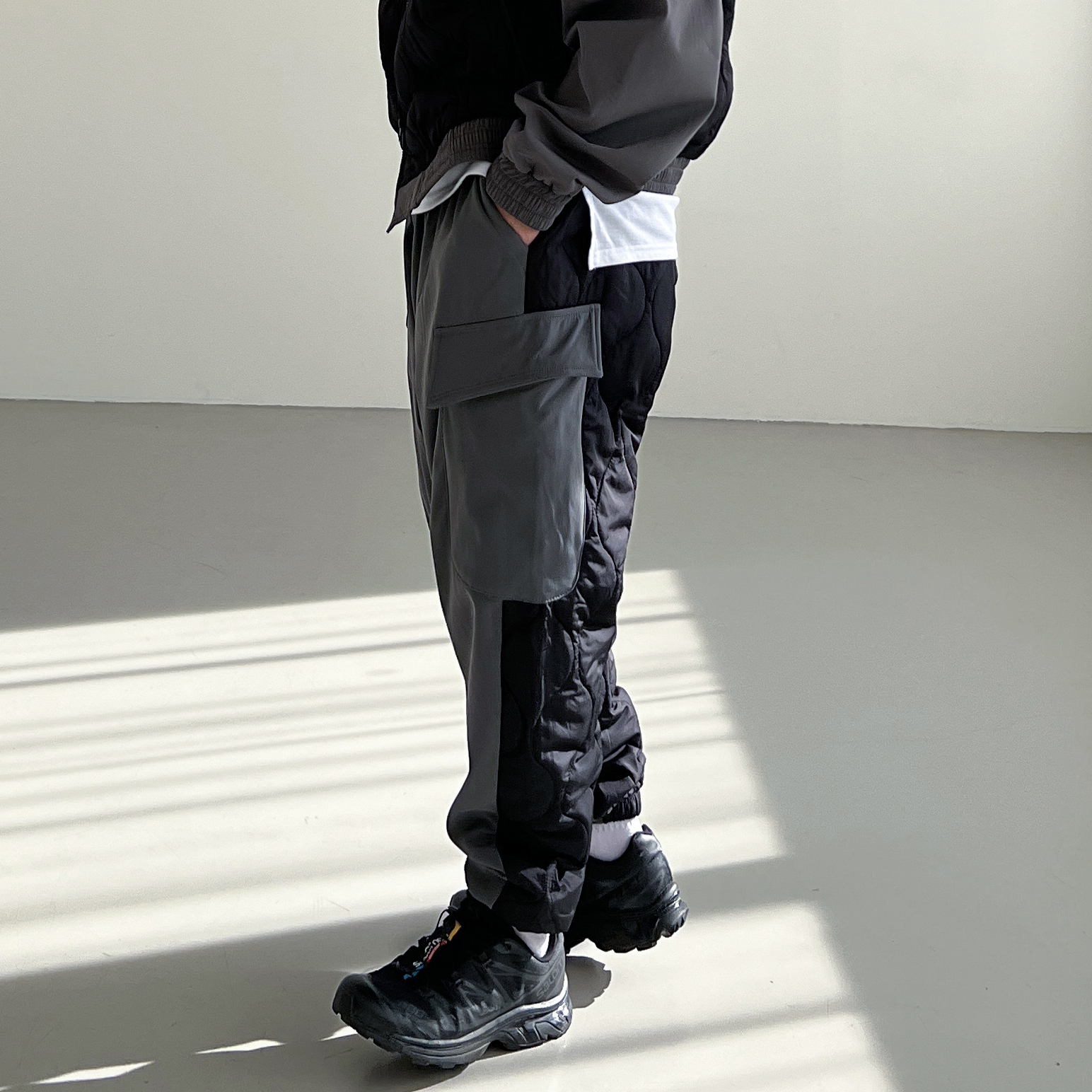 깔바지 남자 솜바지 남성누빔바지 패딩조거팬츠 벌룬팬츠 - 상세 이미지 4