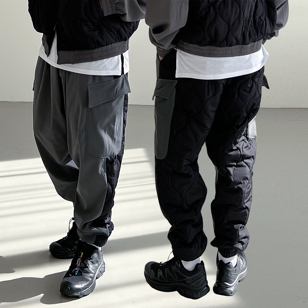 깔바지 남자 솜바지 남성누빔바지 패딩조거팬츠 벌룬팬츠 - 상품 이미지