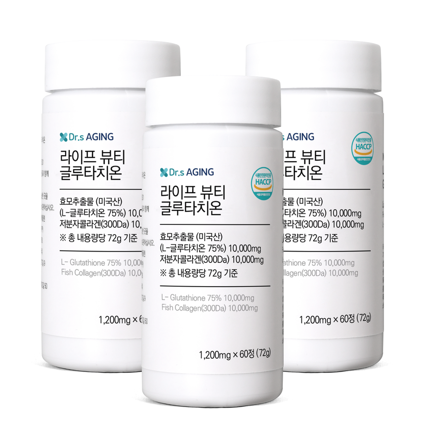 닥터스에이징 글루타치온 미국산 75% 라이프 뷰티 글루타치온 1200mg 60정, 3개 - 상품 이미지