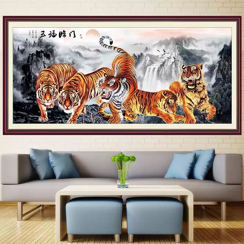 액자 인테리어 호랑이 대형 그림 사무실 행운 벽화 표현 - 상세 이미지 2