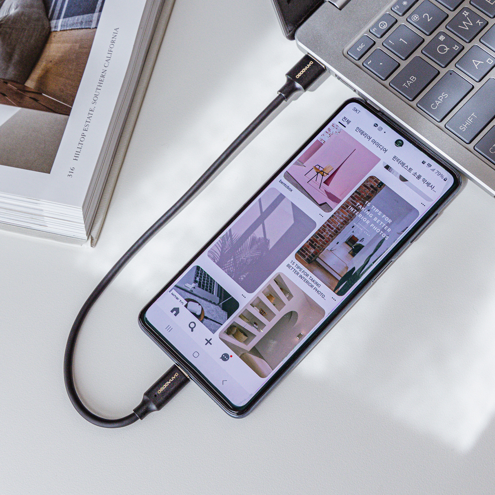 바라보고 USB3.2 Gen2 A to C타입 고속충전 데이터 케이블 블랙, 1개, 2m 이미지 6