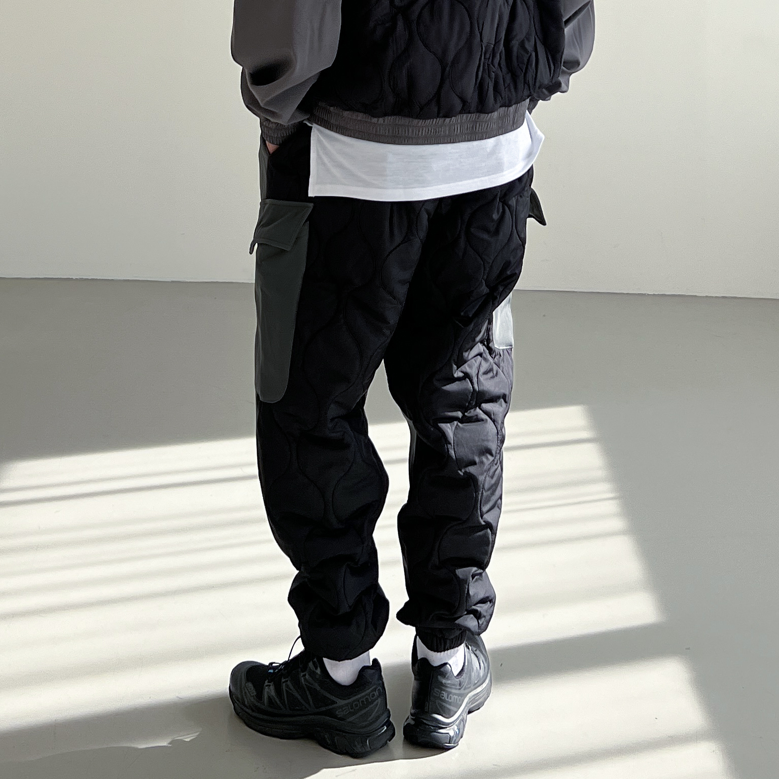 깔바지 남자 솜바지 남성누빔바지 패딩조거팬츠 벌룬팬츠 - 상세 이미지 3