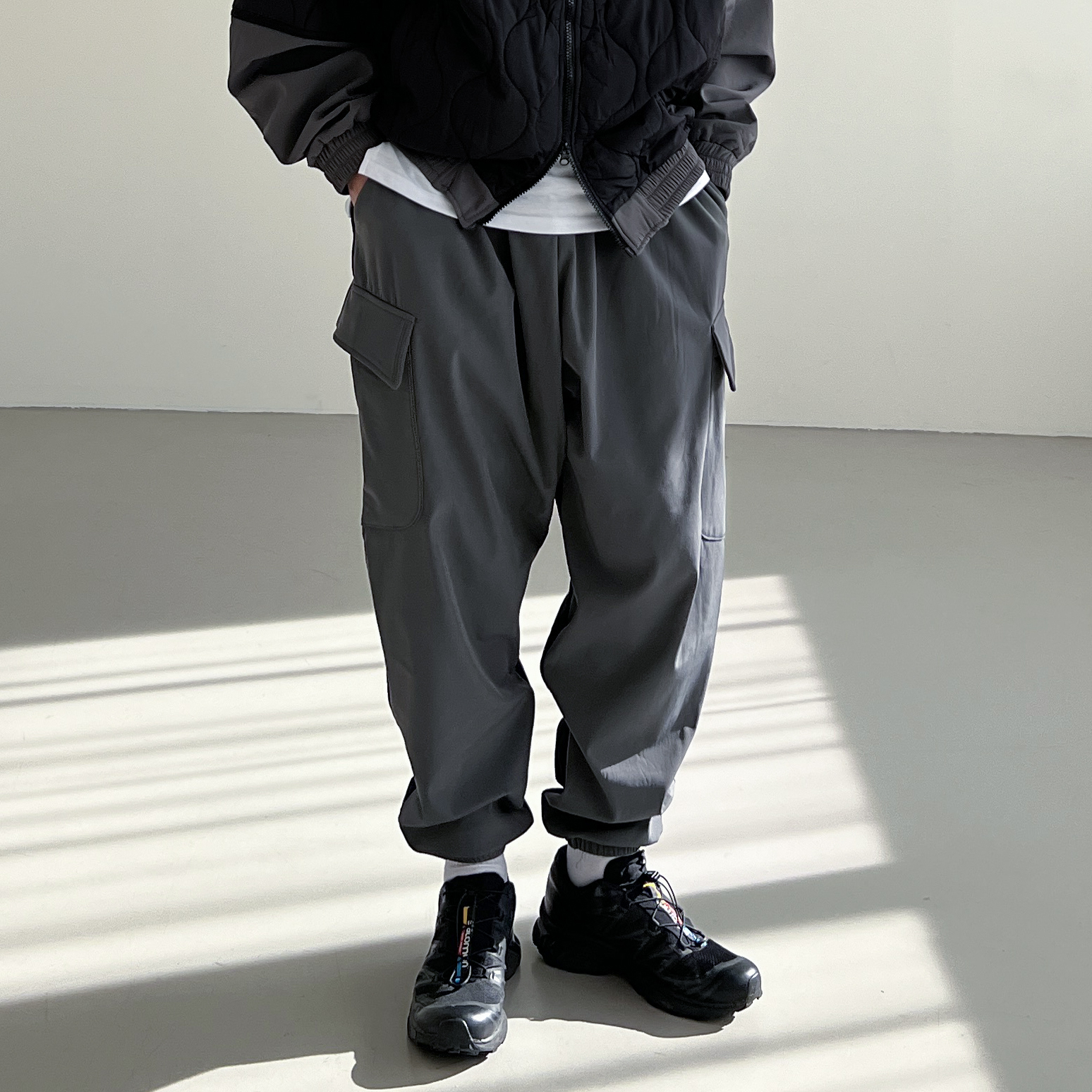 깔바지 남자 솜바지 남성누빔바지 패딩조거팬츠 벌룬팬츠 - 상세 이미지 5