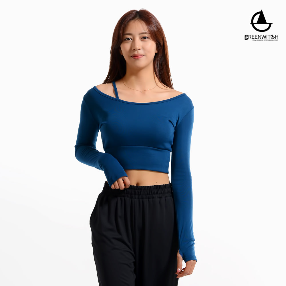 그리니치 컷아웃 워머 크롭탑 기모 티셔츠 요가복 - 상세 이미지 3