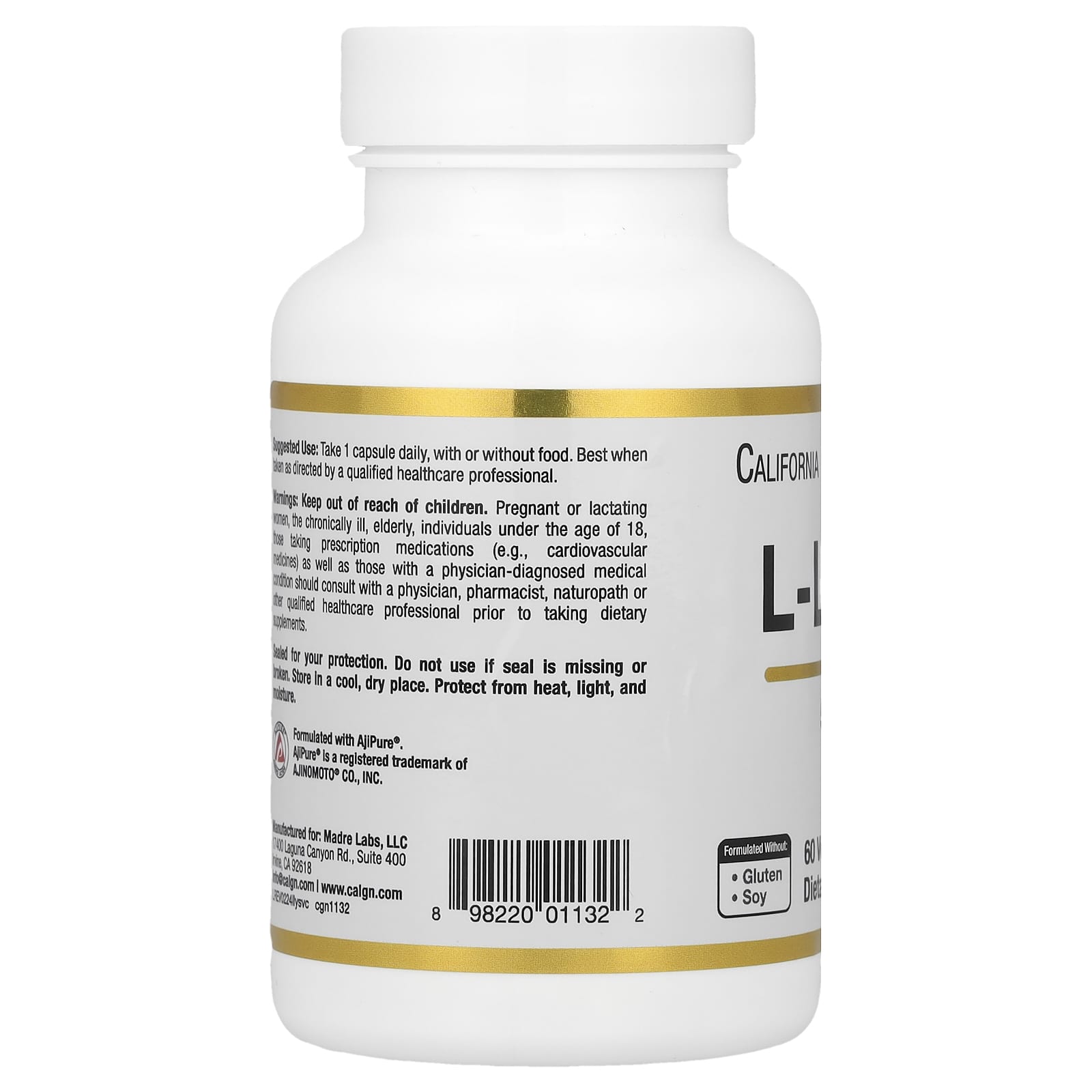 캘리포니아골드 CGN 리신 라이신 500mg 60캡슐 x 2병 - 상세 이미지 3