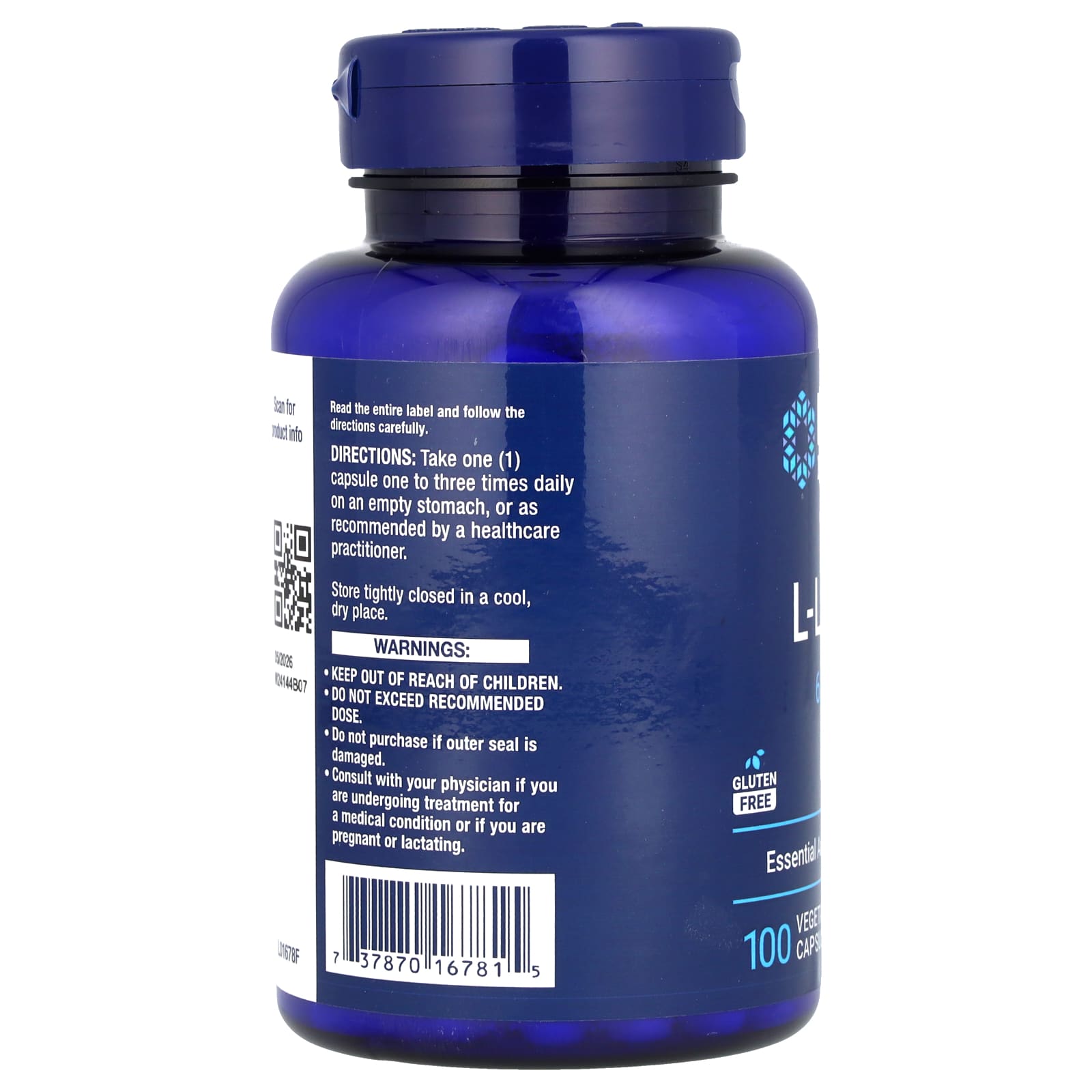 라이프익스텐션 리신 라이신 L라이신 620mg 100캡슐 x 2병 - 상세 이미지 4