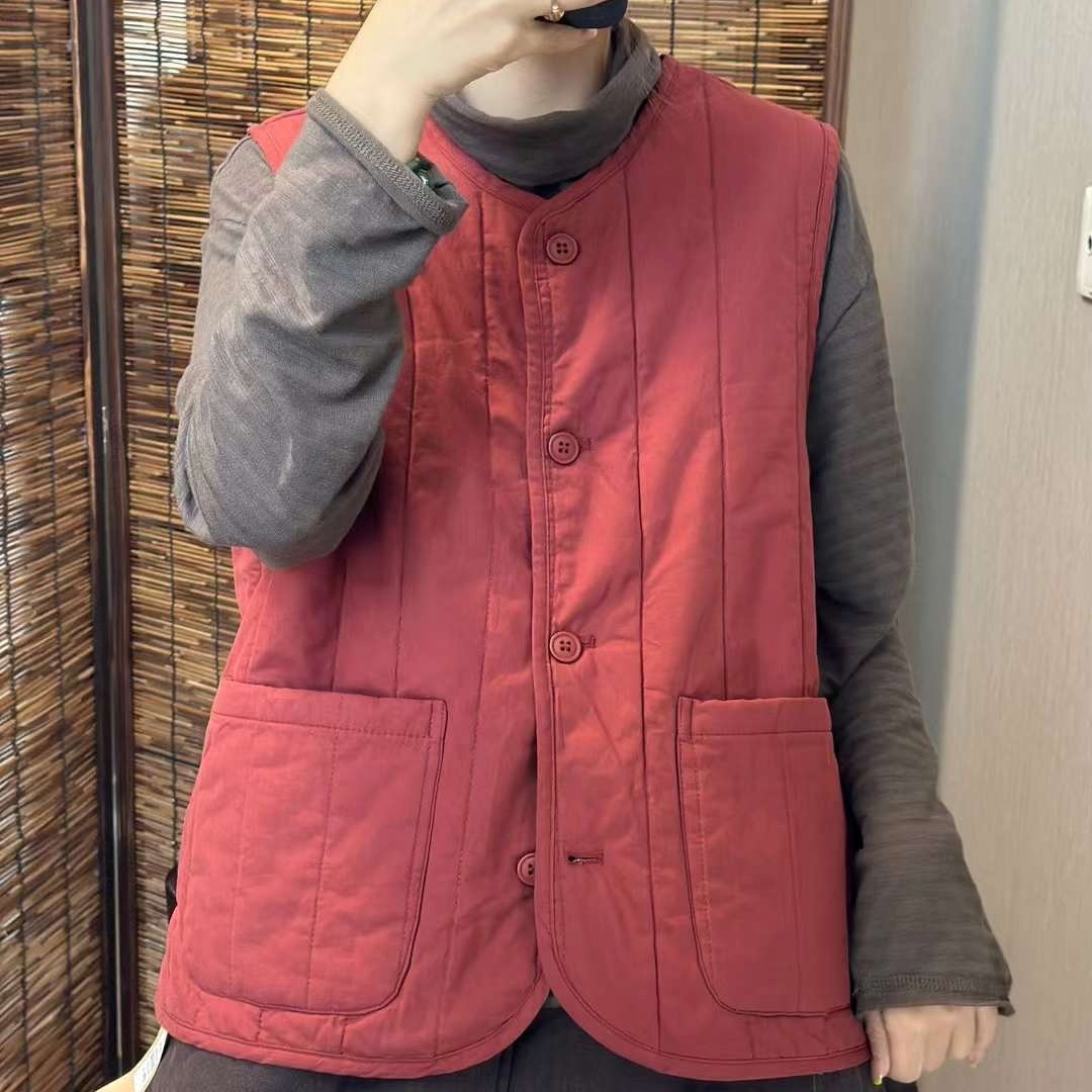 누빔조끼 가벼운 면 패딩 엄마조끼 가을 겨울 9308 - 상세 이미지 2