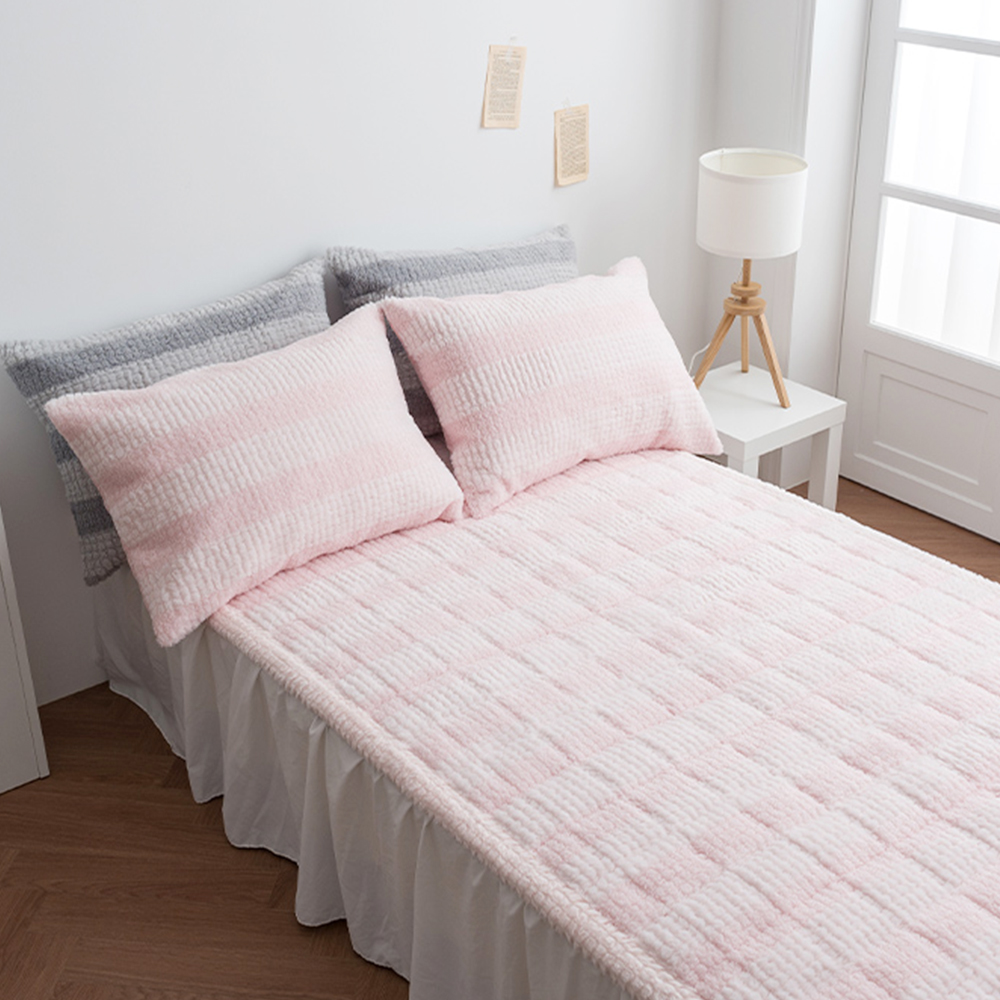 따뜻한 겨울패드스트라이프 극세사 겨울패드 미끄럼방지