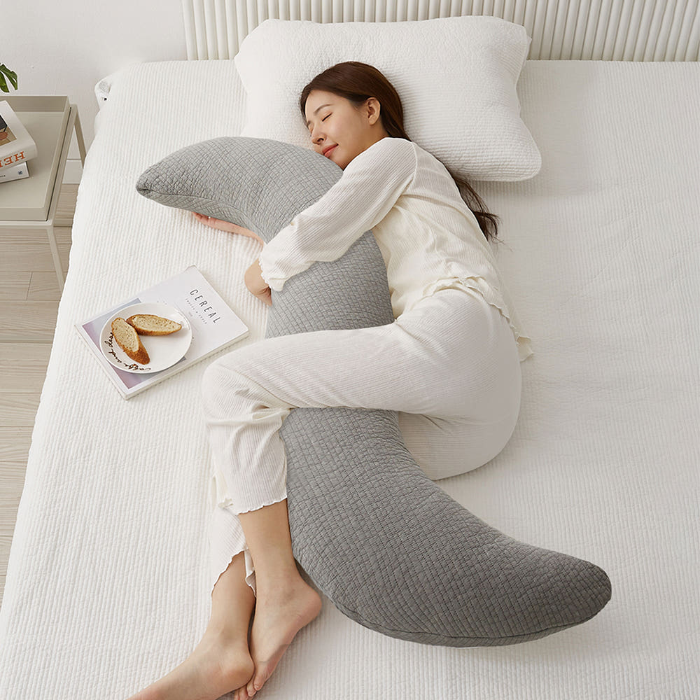 집앤콕 바디필로우 롱쿠션 순면  안고자는 긴베개 커버 그레이 - 상세 이미지 2