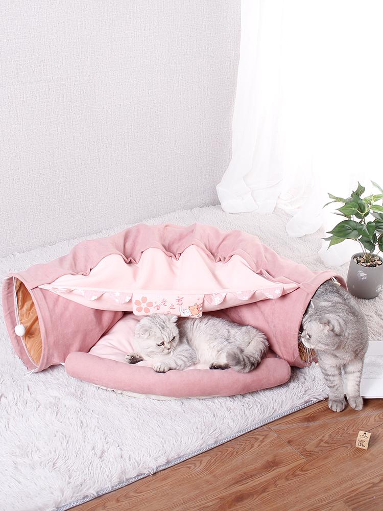 [LisCOM] 고양이 터널  둥지 통로 침대 탈부착 세탁 가능 장난감 용품 숨숨집 108 - 상세 이미지 5