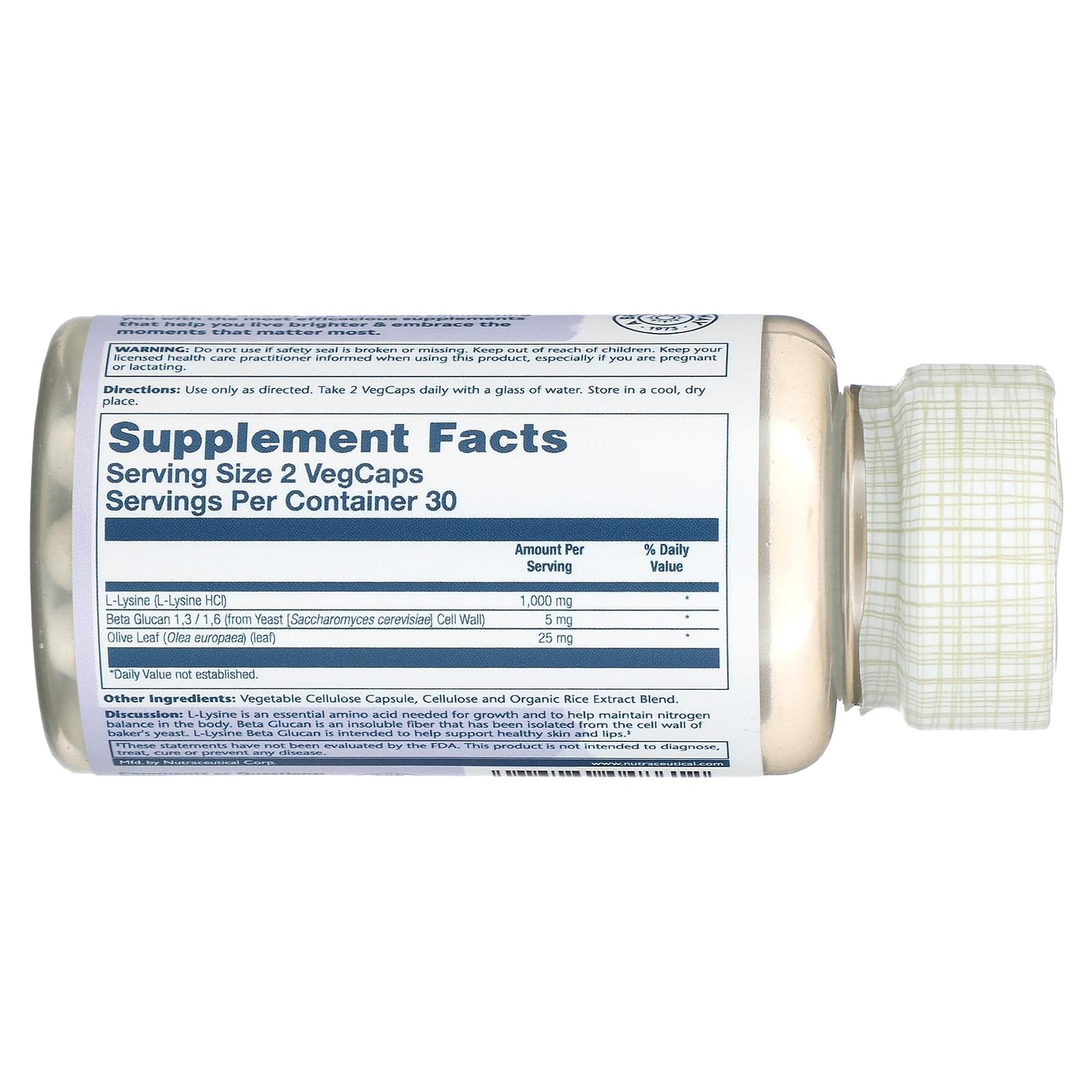 솔라레이 리신 베타 글루칸 1000mg 올리브잎 라이신 L라이신 60캡슐, 2개 - 상세 이미지 5