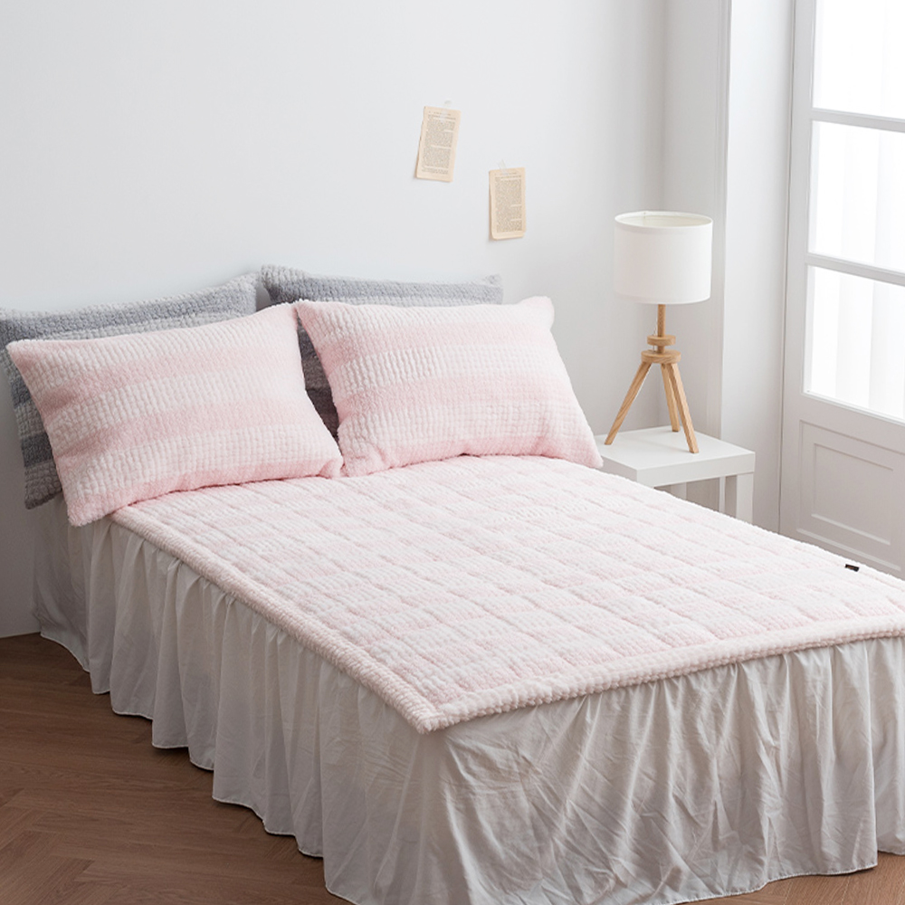 따뜻한 겨울패드스트라이프 극세사 겨울패드 미끄럼방지