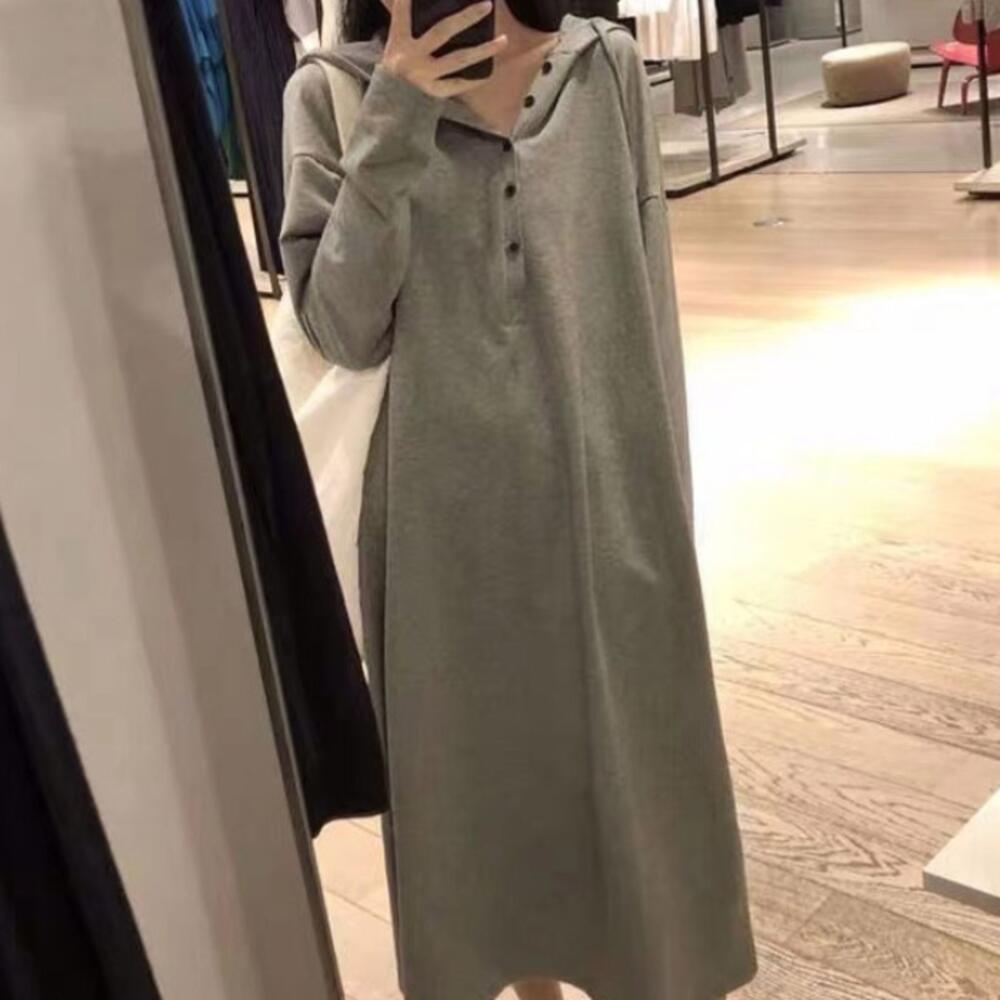 후드롱원피스 겨울원피스 롱후드원피스 - 메인 이미지