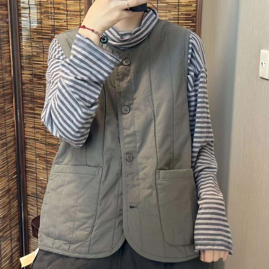 누빔조끼 가벼운 면 패딩 엄마조끼 가을 겨울 9308 - 상세 이미지 3