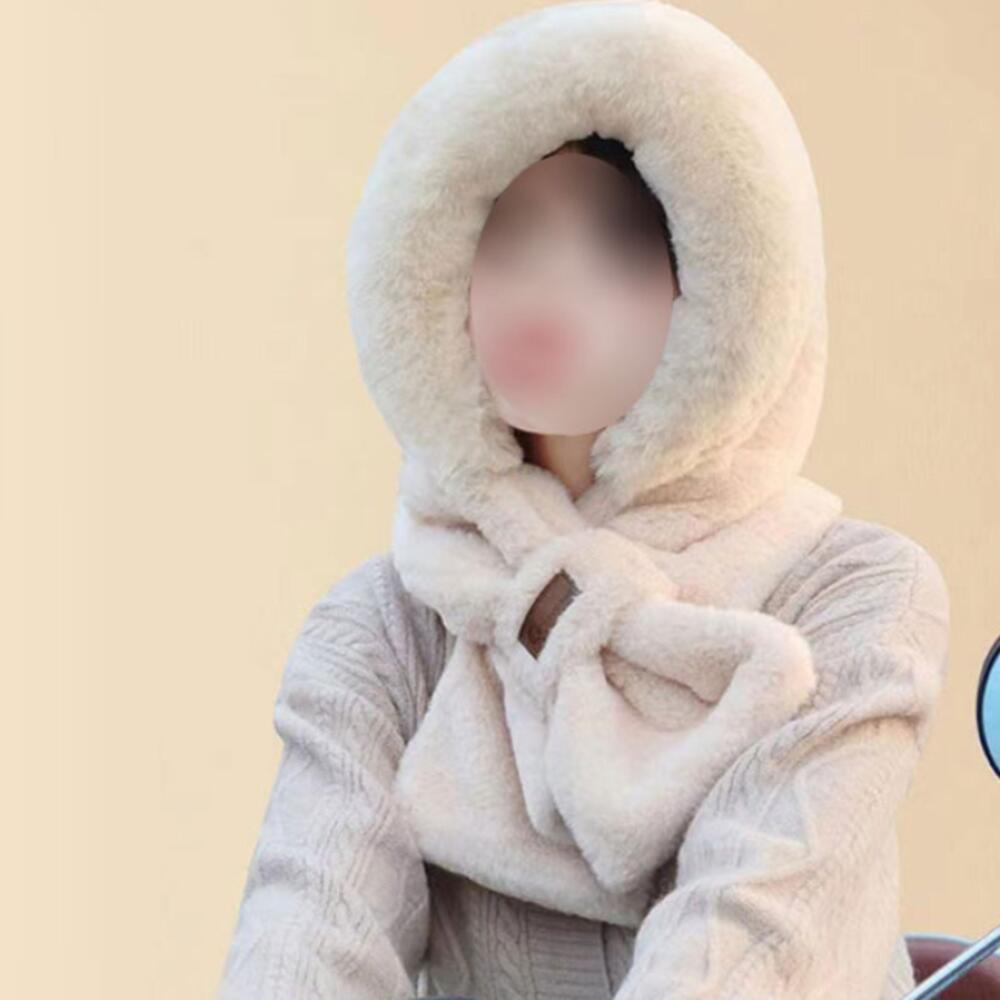밍크털 후드머플러 후드목도리 여학생후드워머 - 메인 이미지