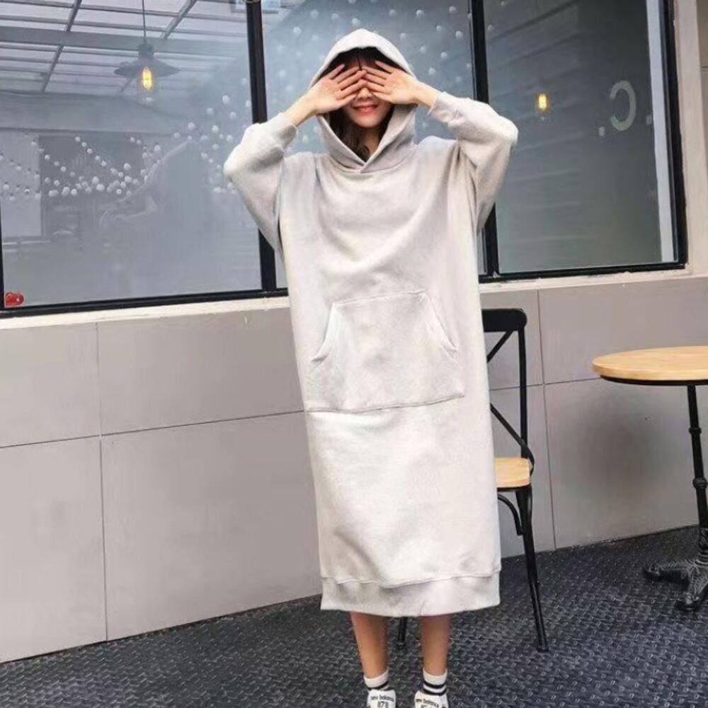 기모 후드원피스 주머니 홈원피스 - 상품 이미지