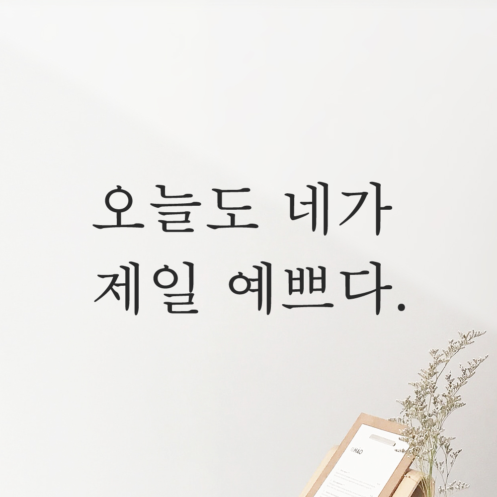 레터링 스티커 오늘도 네가 제일 예쁘다 검정 S 이미지 8