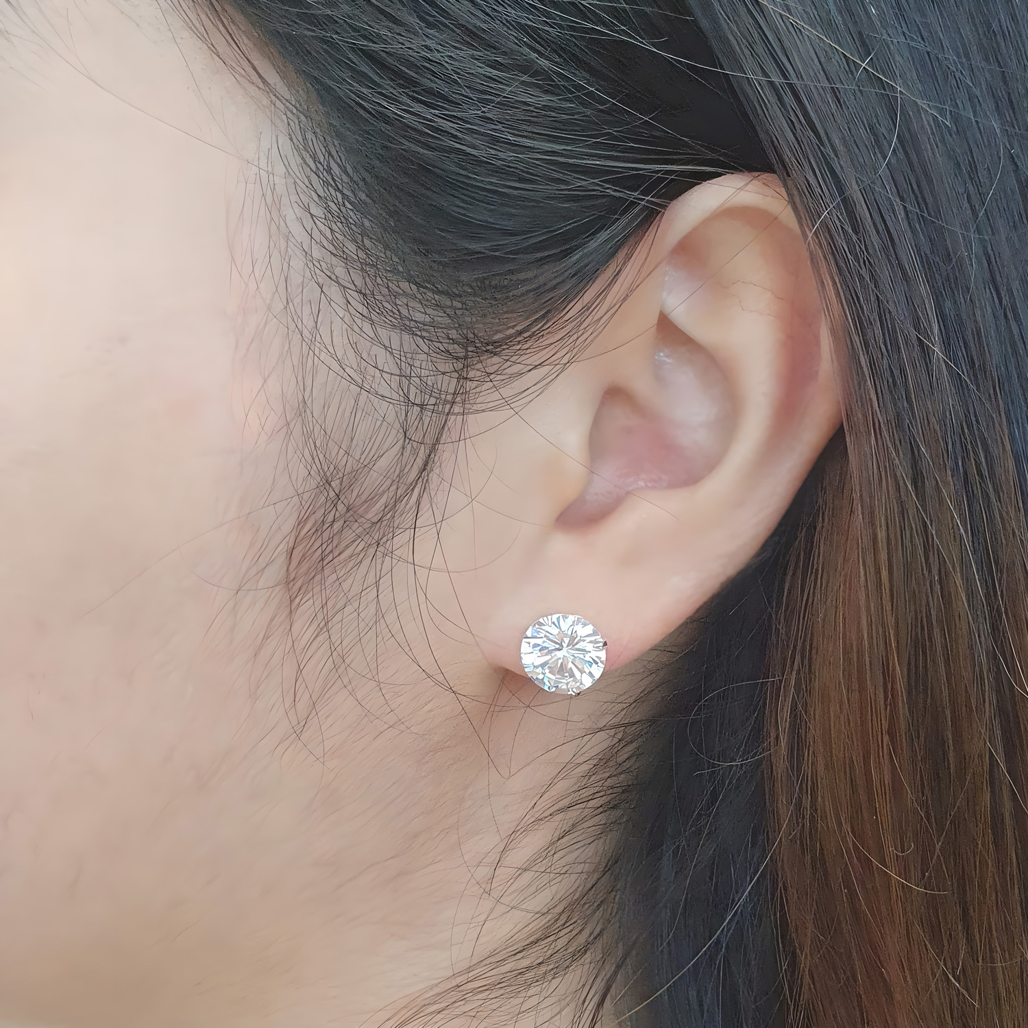 야랑쥬얼리 925 실버 10mm 큐빅 스터드 귀걸이 - 상세 이미지 2