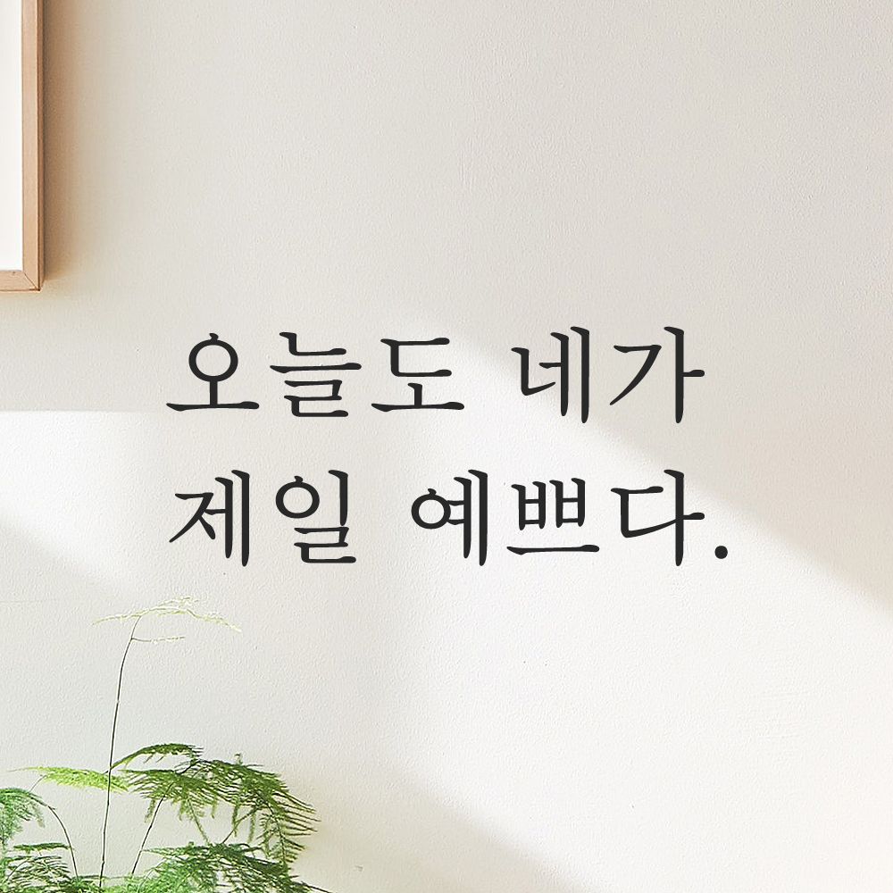 레터링 스티커 오늘도 네가 제일 예쁘다 검정 S 이미지 6