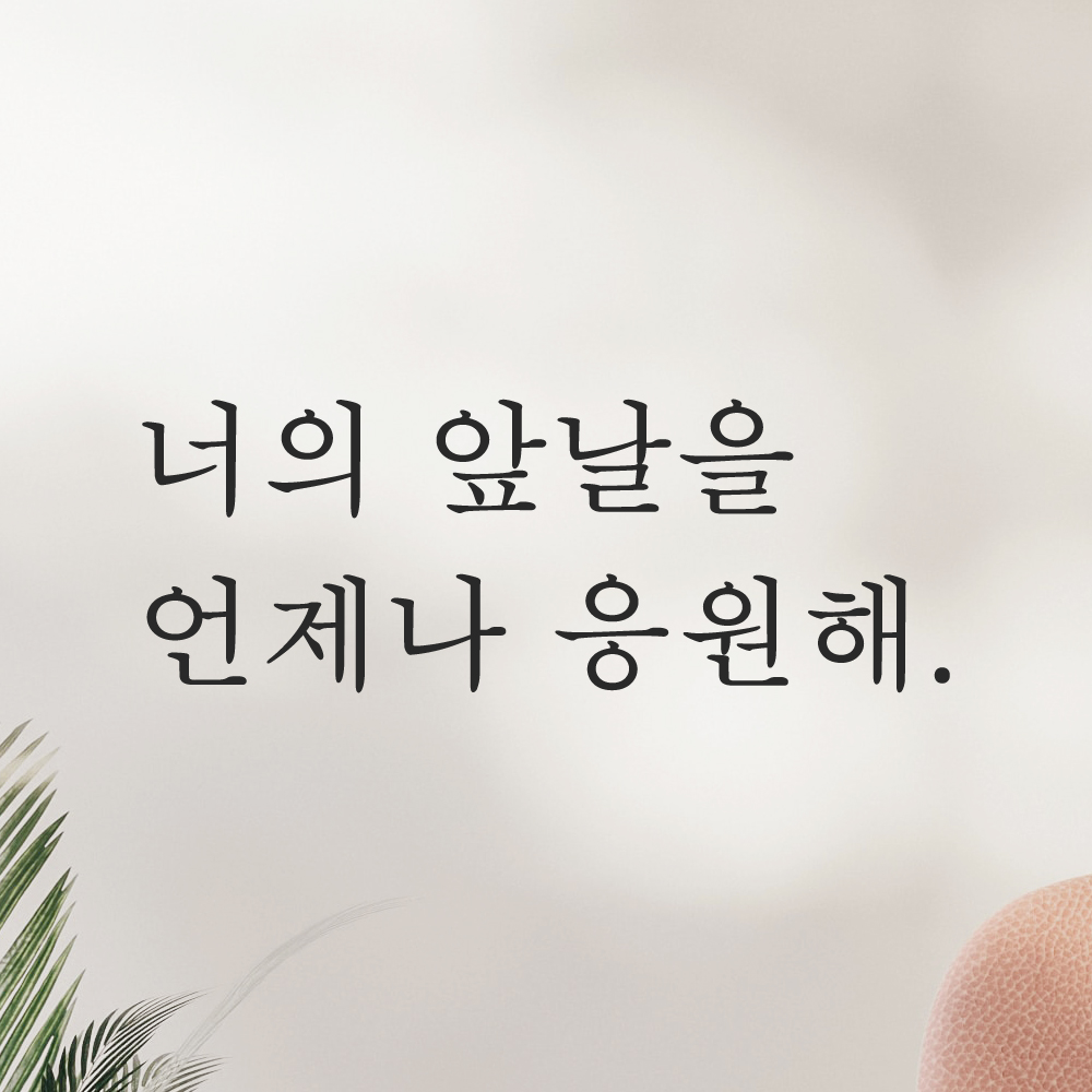 레터링 스티커 너의 앞날을 언제나 응원해 검정 S - 상품 이미지
