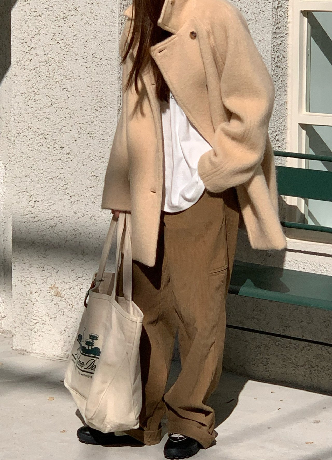 시어 울70 수리 알파카 비조 카라 하이넥 하프 코트 3color 상세 이미지 8
