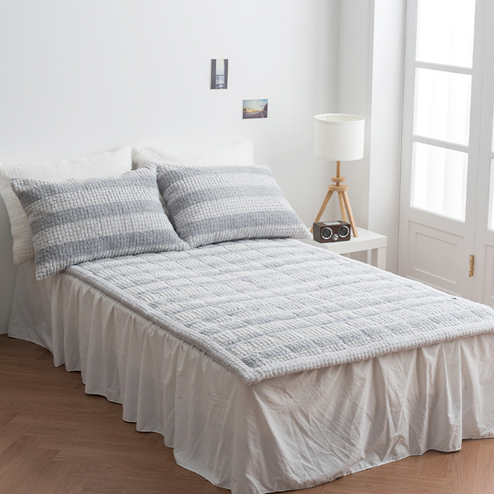 따뜻한 겨울패드스트라이프 극세사 겨울패드 미끄럼방지