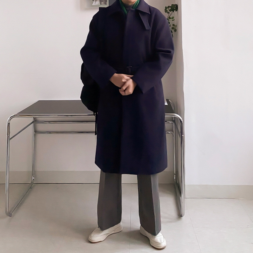 [당일출고/국내생산] 울 캐시라이크 롱 발마칸 코트 3color 오버핏 로브 123cm 상세 이미지 45