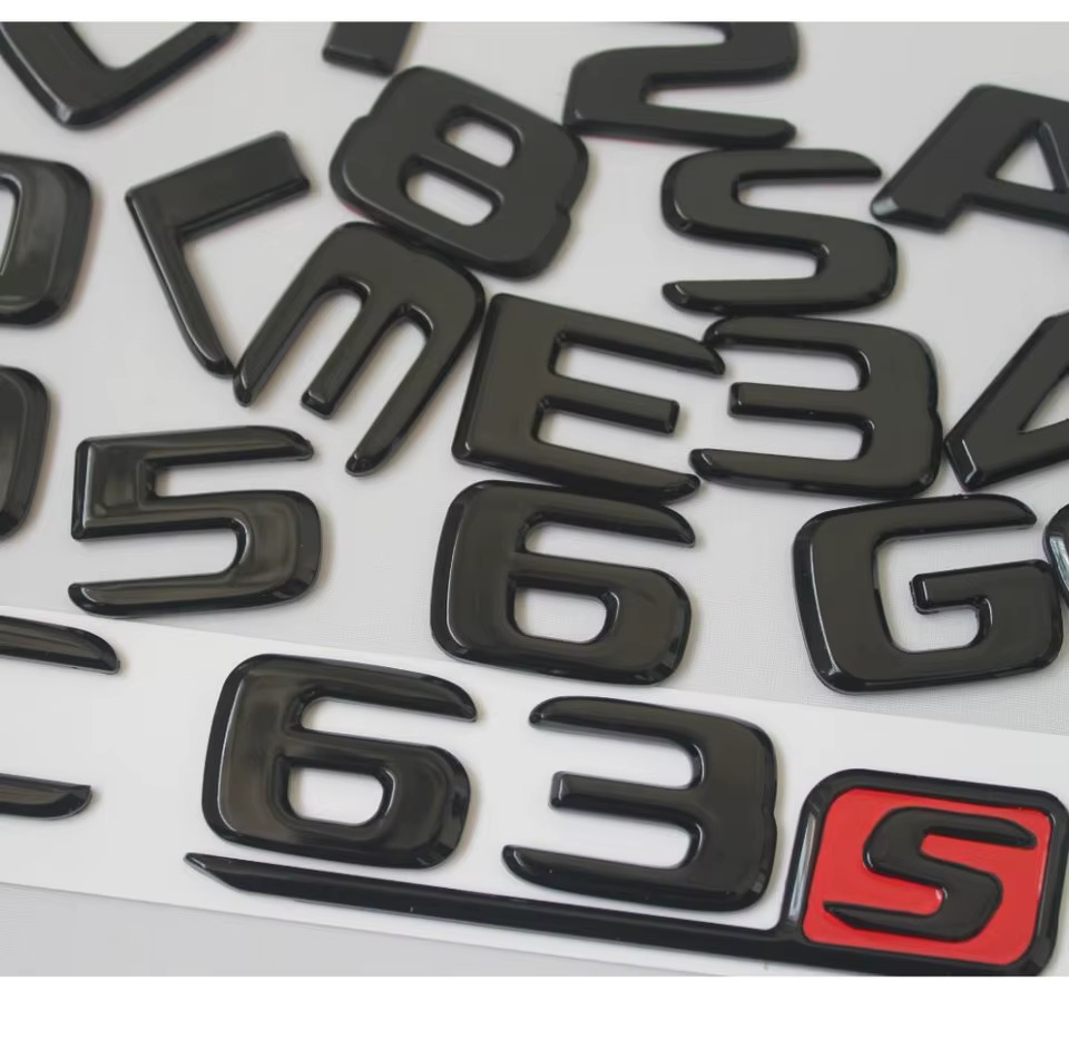 메르세데스 벤츠 X253 X254 GLC43 GLC53 GLC63 AMG GLC300 GLC350 V8 BITURBO 용 반짝이는 광택 블랙 트렁크 문자 엠블럼 : 돈나무20