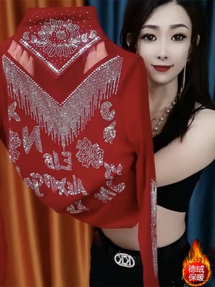 무대복 밸리댄스복 메쉬 연습복 벨리 라틴 스커트 여성 상의 힙스카프 공연복 밸리복 스포츠 - 상세 이미지 3
