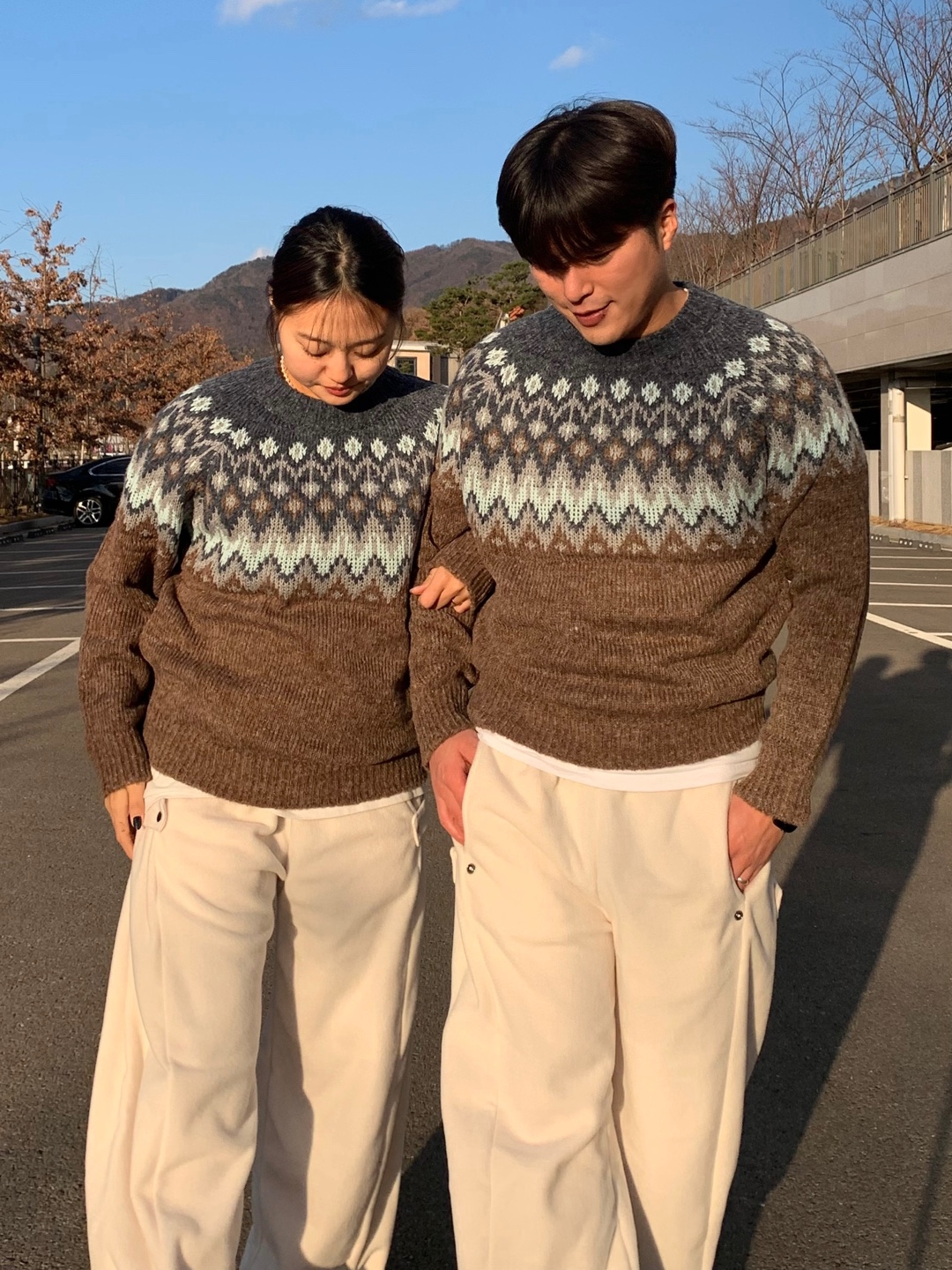 눈꽃 노르딕니트 빈티지 노르딕스웨터 오버핏 커플니트 - 상세 이미지 3