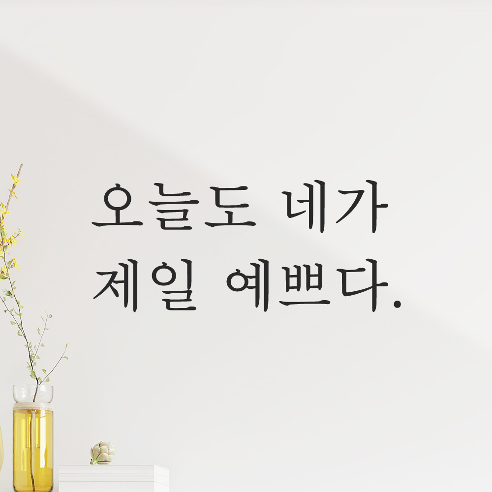 레터링 스티커 오늘도 네가 제일 예쁘다 검정 S - 상품 이미지