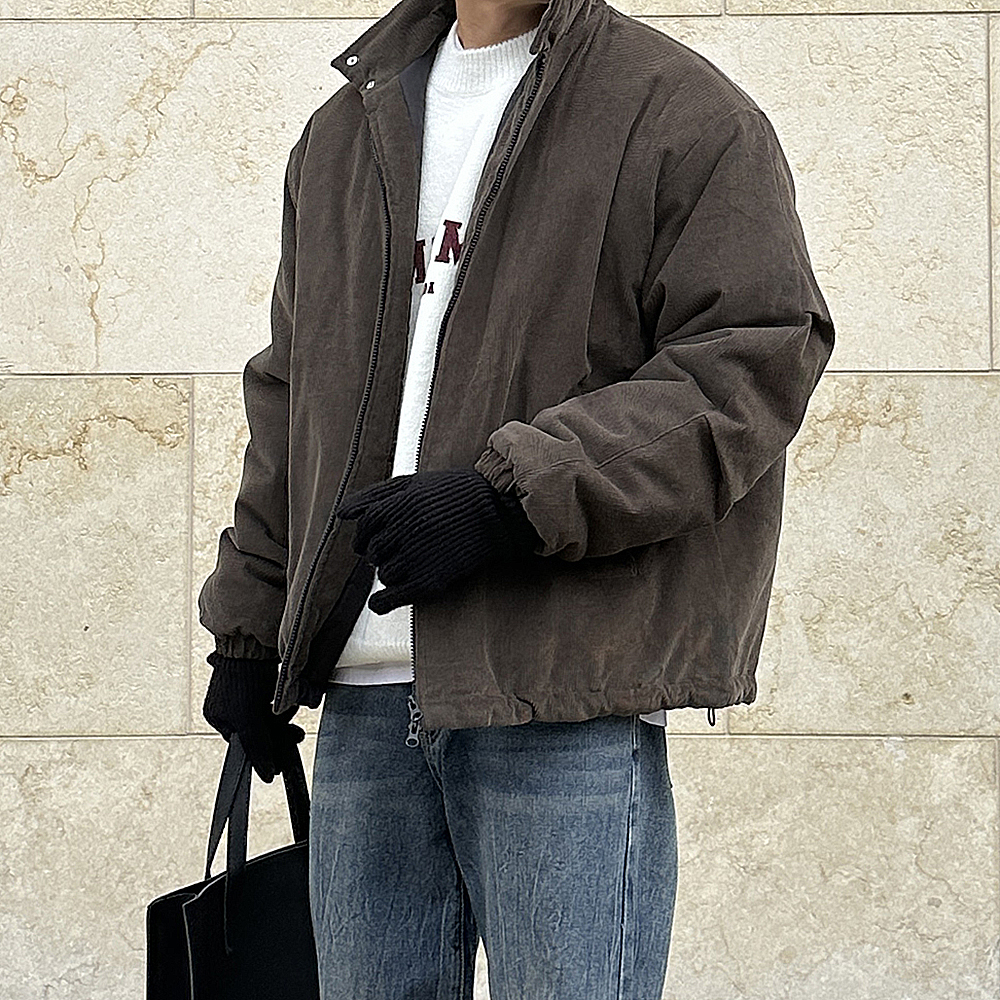 남자 코듀로이패딩 오버핏 골덴 점퍼 웰론 남자 숏 패딩