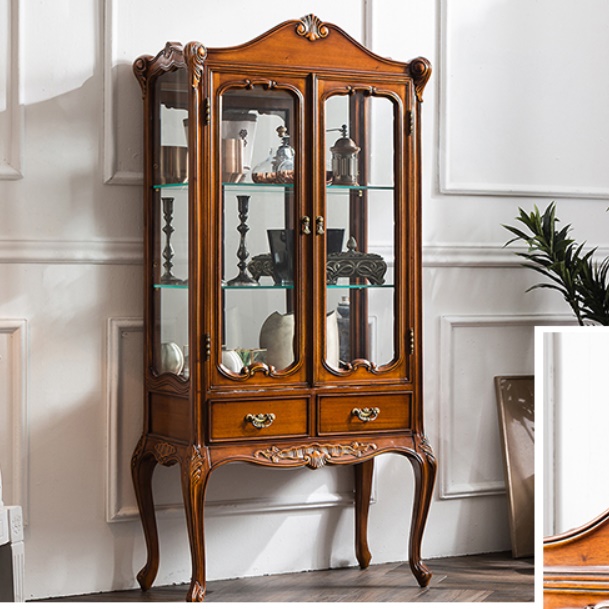 엔틱장식장 클래식 거실유리장 고급 유리진열장 빈티지장식장