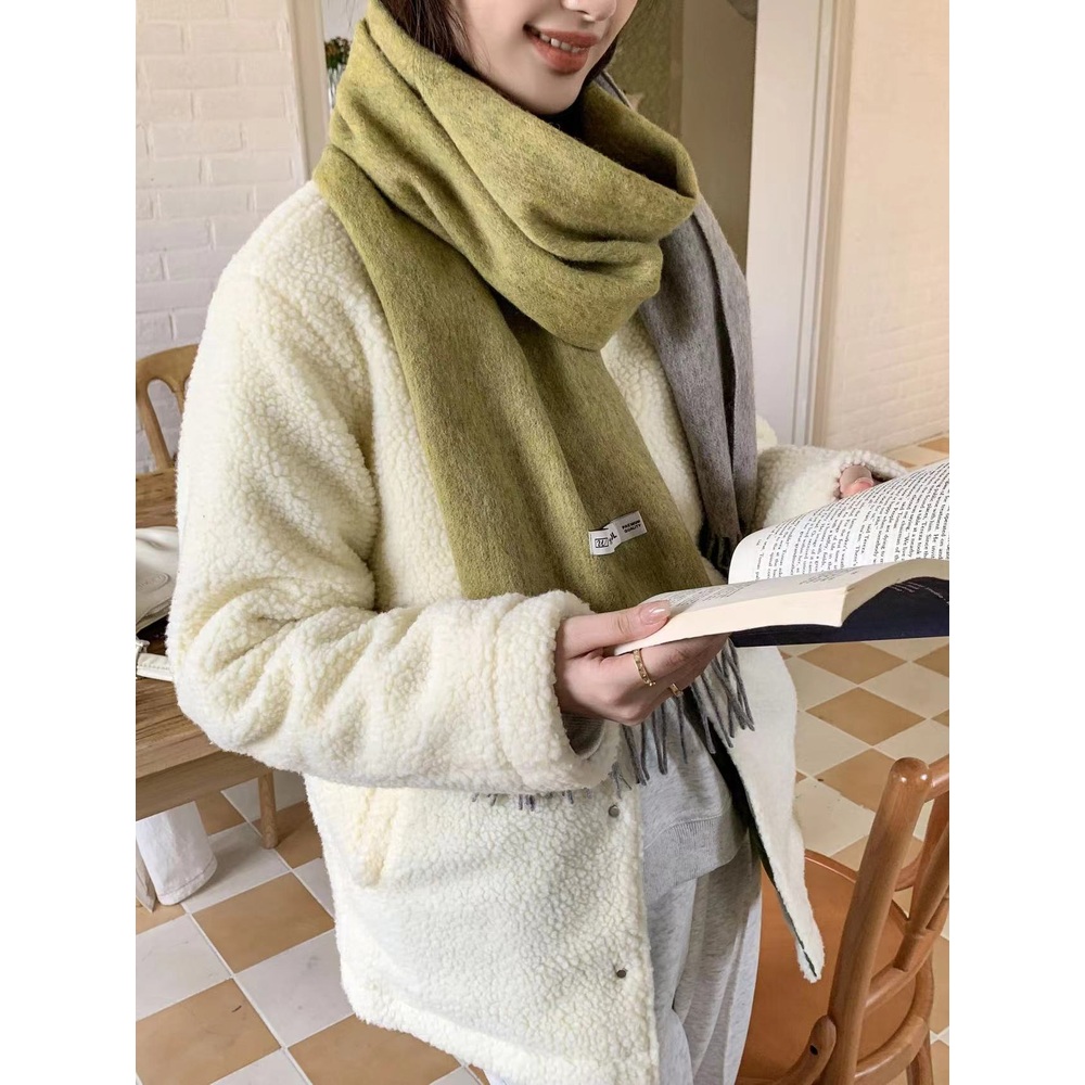 100% 프리미엄 울 스카프 남녀공용 겨울 보온 목도리 커플템 선물 이미지 7
