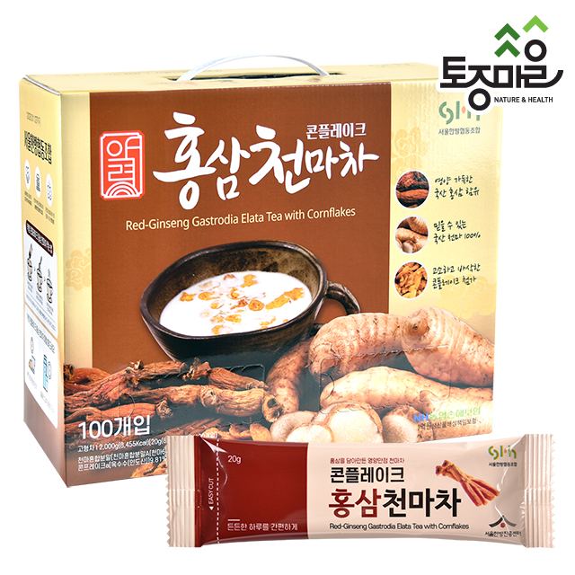 아침식사대용 홍삼 천마 홍삼천마차 콘플레이크 100개입 - 메인 이미지