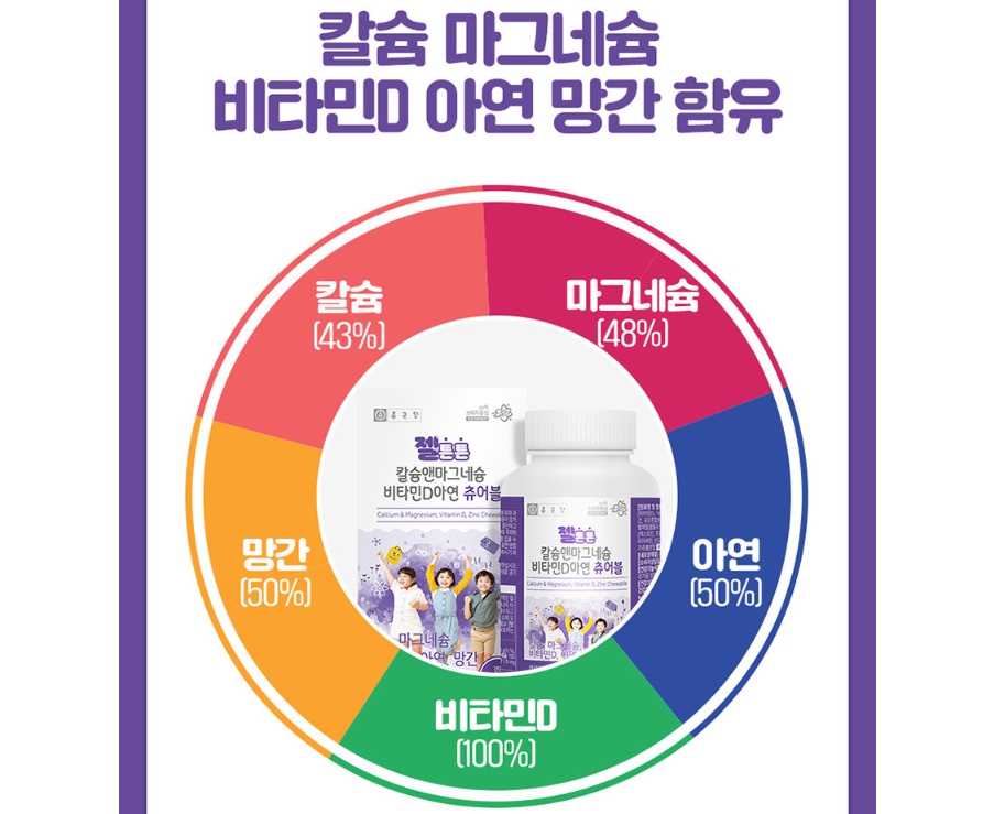 종근당 씹어먹는 츄어블 칼마디 어린이 청소년 키즈 유아 칼슘 영양제 이미지 8