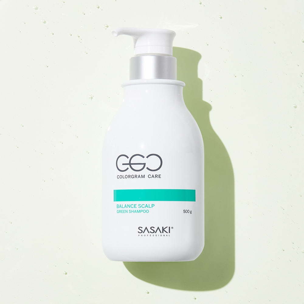 씨지씨 사사키 그린 약산성 청소년 지루성두피염 저자극 지성 미용실 비건 샴푸 500g