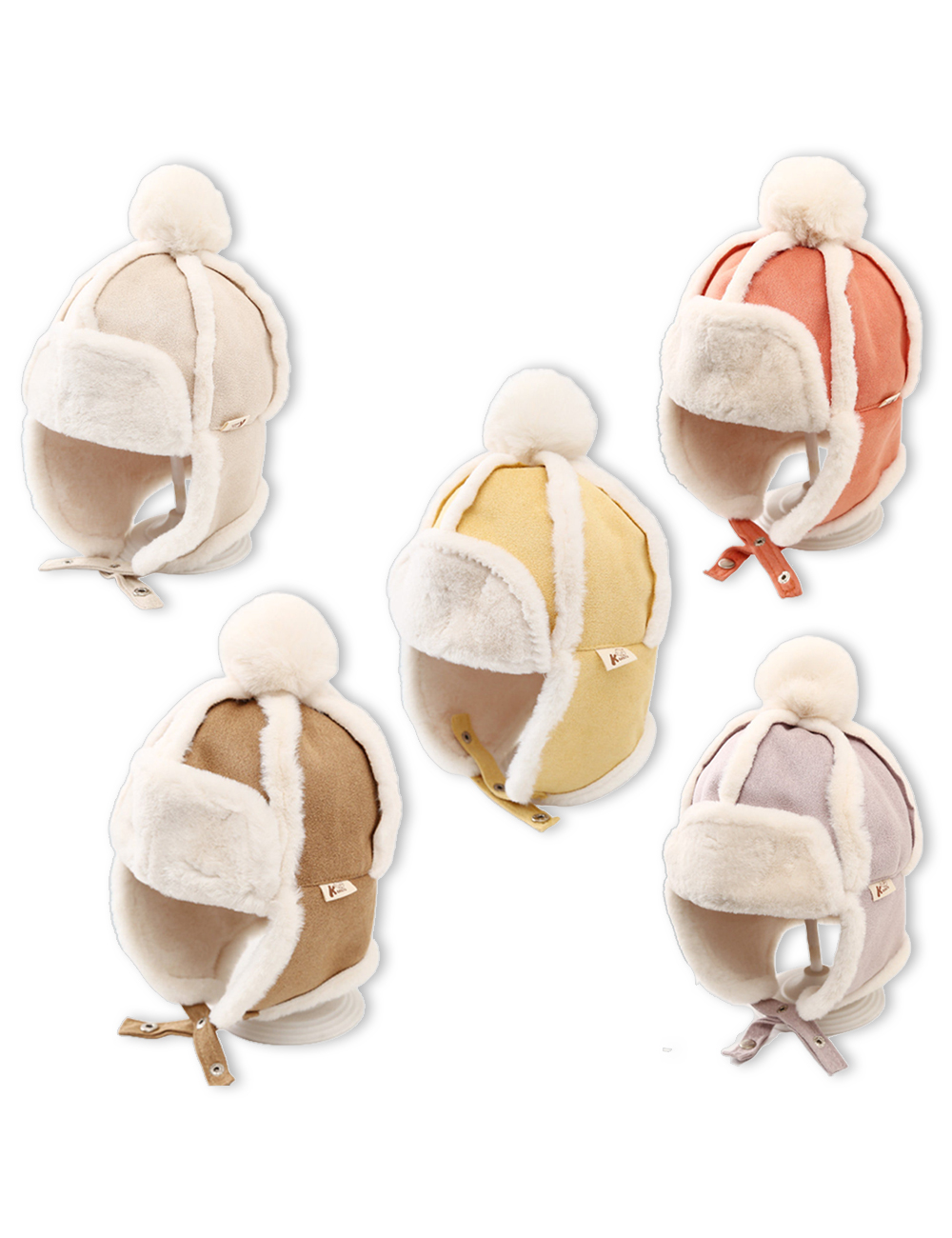 유아 키즈 아동 어린이 겨울 방한 털 귀달이 군밤 항공 이어머프 귀도리 모자 - 상품 이미지