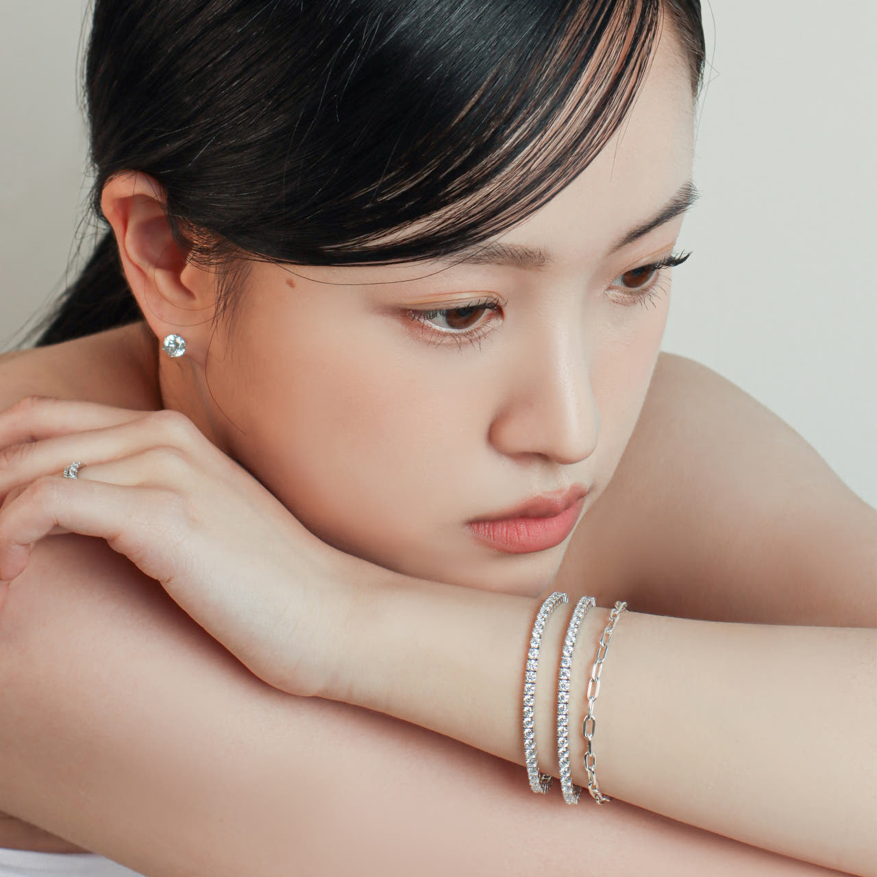 실버 모이사나이트 테니스팔찌 3mm 1부 - 상세 이미지 3