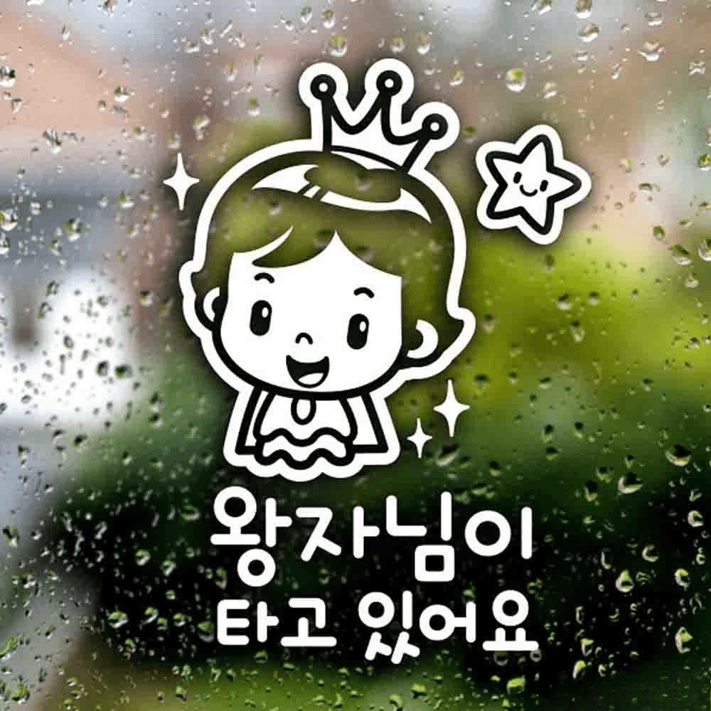 자동차 스티커 왕자님이타고있어요 화이트 시트지 1개 : 삼촌네 공구