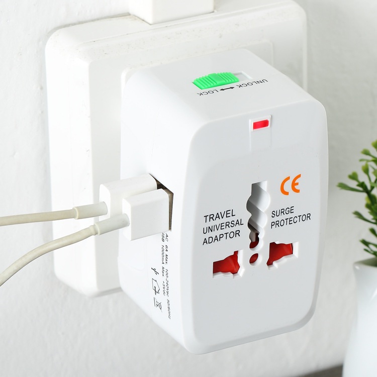 하나로OK 듀얼 USB포트 여행용 어댑터 돼지코 110V-240V 미국 EU UK AU플러그 올인원 - 상세 이미지 2