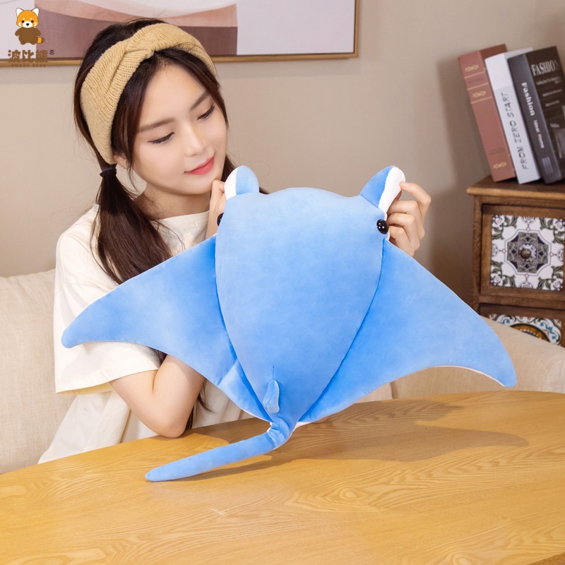 애착 인형 봉제 아기 물고기 선물 안고자는 물고기 미니 하늘색 소형 60x70cm - 상품 이미지
