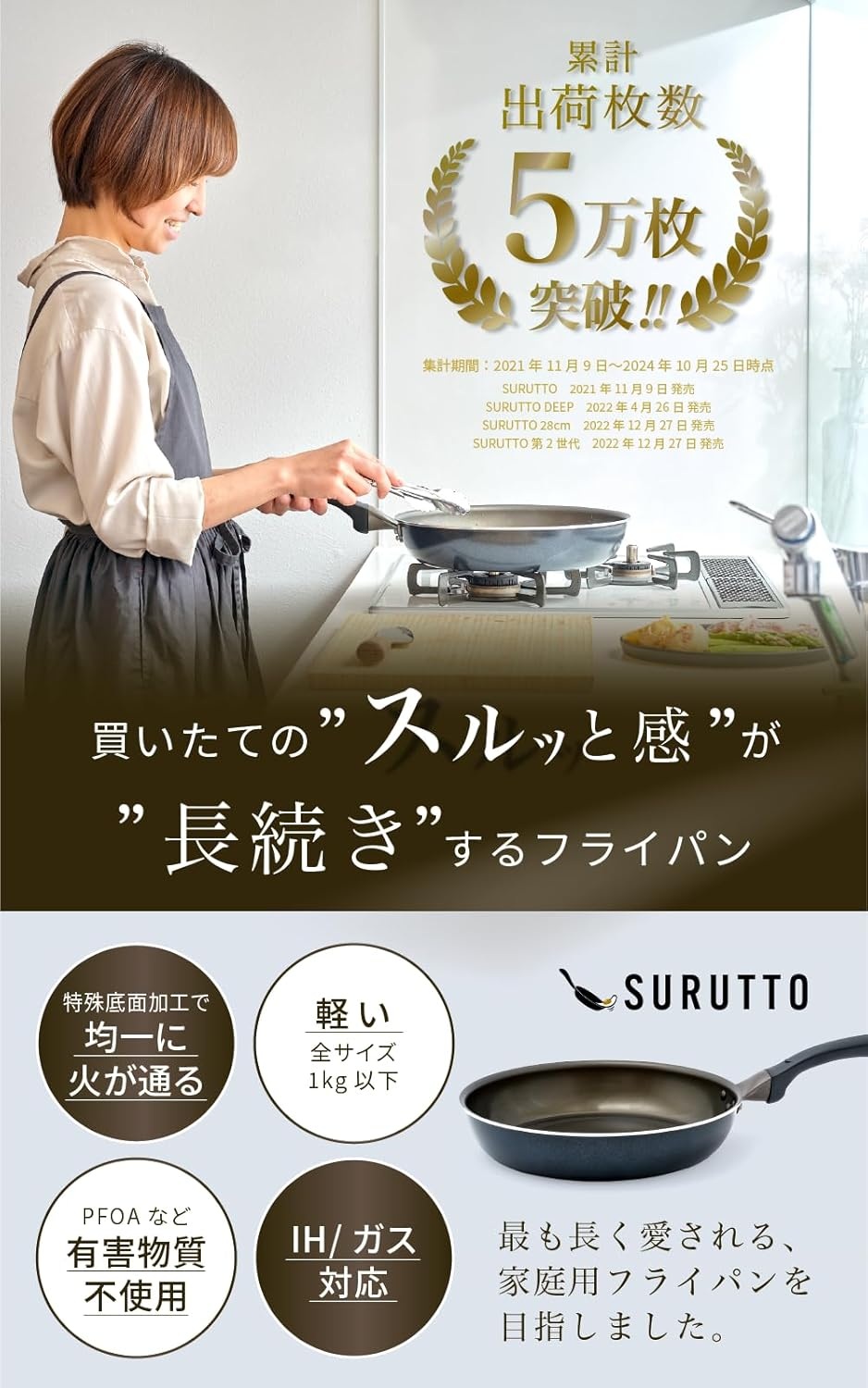 슬루와 오래 SURUTTO 프라이팬 26cm IH 가스 대응 - 상세 이미지 3