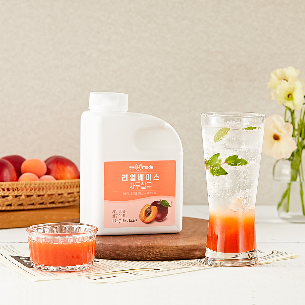 흥국 리얼 베이스 자두 살구 1kg 2개 에이드 스무디 그린티