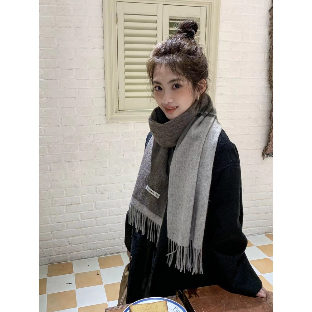 100% 프리미엄 울 스카프 남녀공용 겨울 보온 목도리 커플템 선물 이미지 6